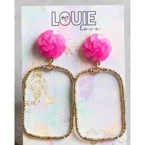 NEW LOUIE LOVE women's sequin hoop earrings in hot pink